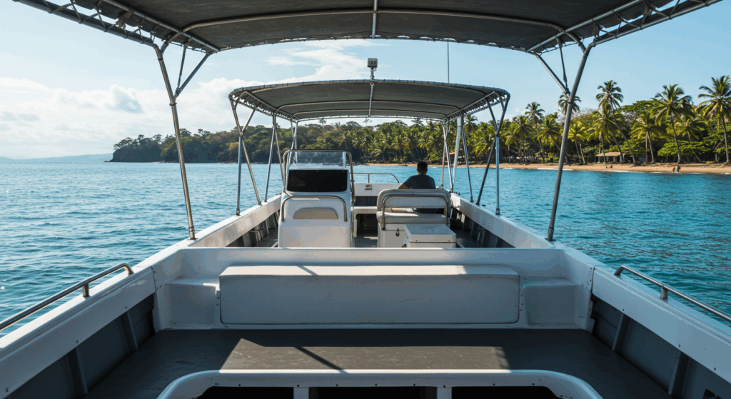 Playa Potrero, Costa Rica, featuring scenic views of the coast and options for boat tours and activities.