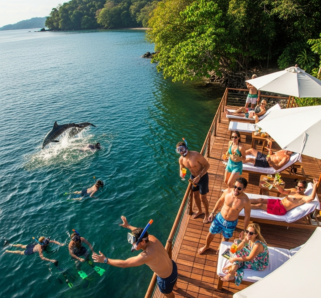 Snorkeling and relaxing during a Costa Rica sailing tour.